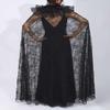 Aukmla Black Lace Cloak Long Sheer Collar Cape Halloween Costume Cosplay Robe for Women view 4