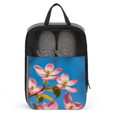 Shoe Bags for Travel Spring Dogwood Blossoms Shoe Pouch with Zipper Breathable Golf Shoe Bag for Men Women Outside Shoe Storage Organizer for Sport Business Trip Gym