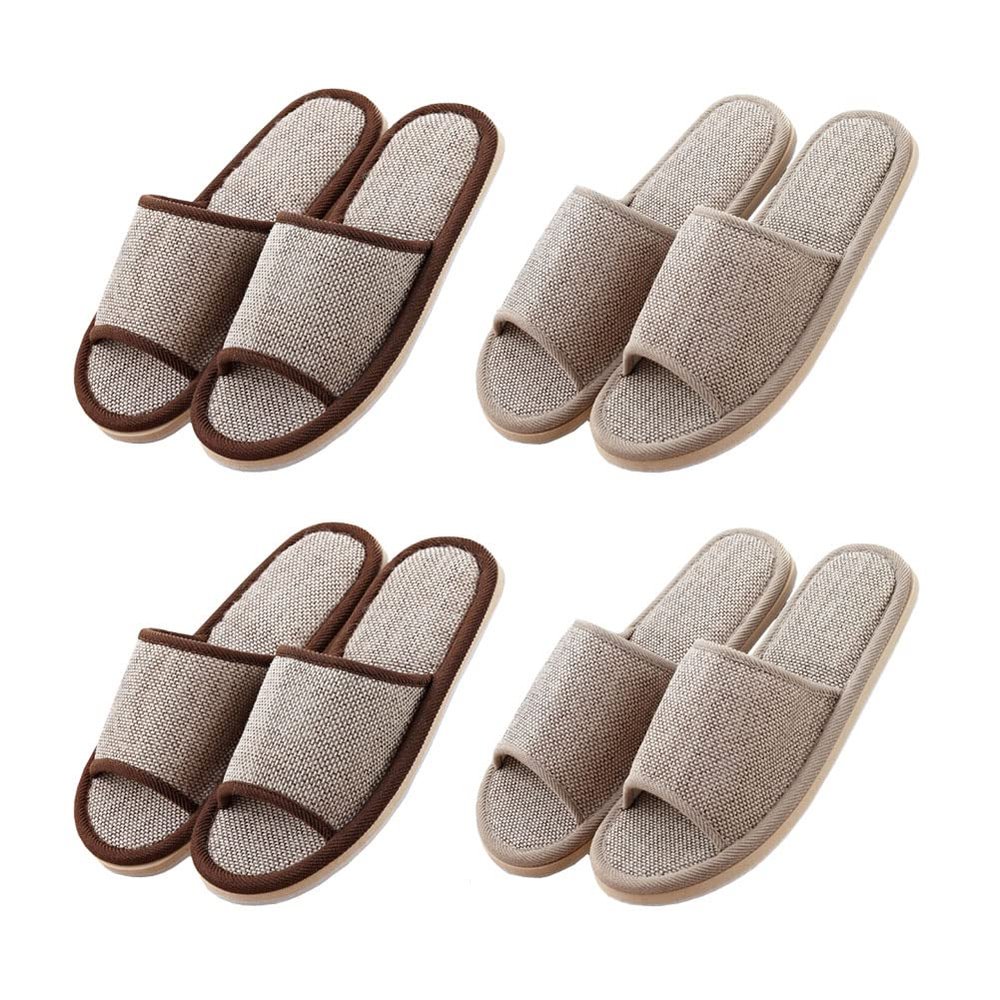 CYlovinho 4 Pairs Spa Slippers with Different Sizes, Non Slip Disposable Slippers for Guest, Washable Reusable,Open Toe House Shoes Slide Slipper Women Men, Indoor, Bedroom, Hotel, Bride Slippers