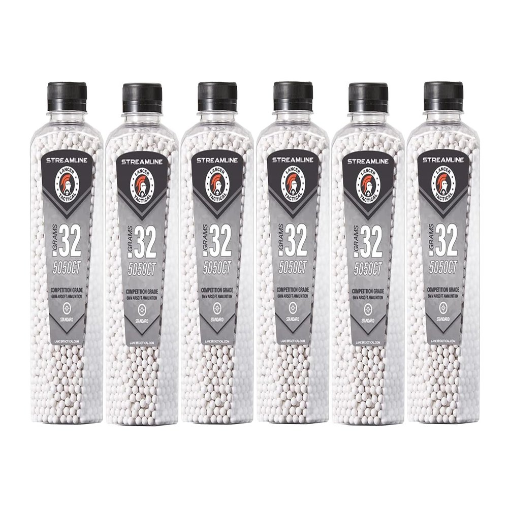 Lancer Tactical Polished 0.30g/0.32g Airsoft BBS Bulk Six Bottles-Made in Taiwan, 5050 Count Each, 30,300 Rounds Total (0.32g)