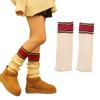 BLULILY Womens Winter Warm Cable Knit Loose Slouch Leg Warmers Japanese Harajuku Colorblock Striped Snow Boot Socks Leg Cover view 2