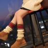 BLULILY Womens Winter Warm Cable Knit Loose Slouch Leg Warmers Japanese Harajuku Colorblock Striped Snow Boot Socks Leg Cover view 4