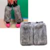 BLULILY Women's Fuzzy Faux Furs Leg Warmers Furs Heels Long Boots Cuffs Cover One Pair Carnivals Boot Cover JK Uniform Socks view 2