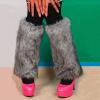 BLULILY Women's Fuzzy Faux Furs Leg Warmers Furs Heels Long Boots Cuffs Cover One Pair Carnivals Boot Cover JK Uniform Socks view 3