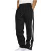 Finelylove Men's Casual Fleece Sweatpants Open Bottom Loose Fit Moisture Wicking Track Pants Striped Athletic Joggers Mens Jogger Sweat Pants Black XL view 1