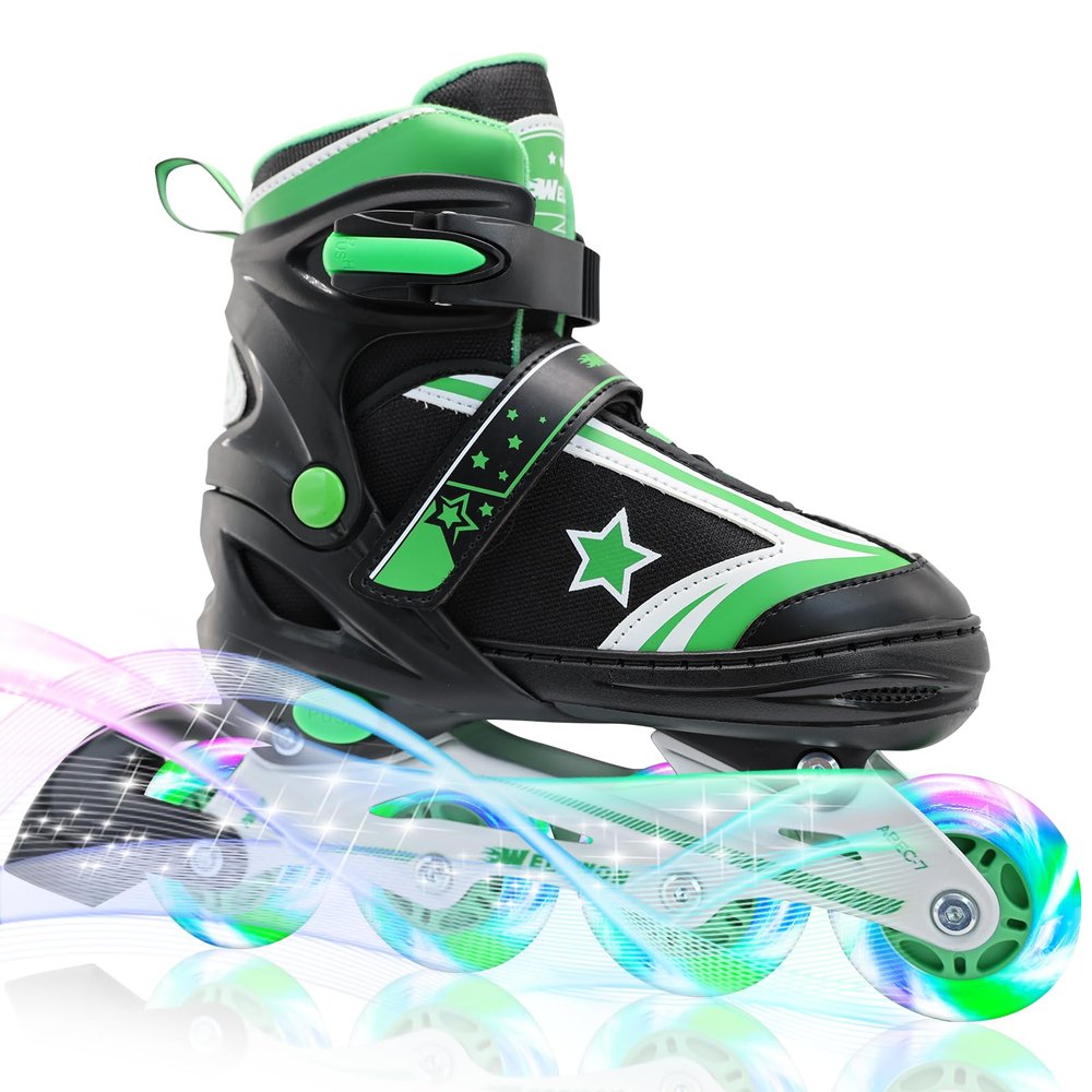 Kids Inline Skates for Boys and Girls Ages 6-12, Adjustable Beginner Skates with Light Up Wheels for Kids Youths Teen