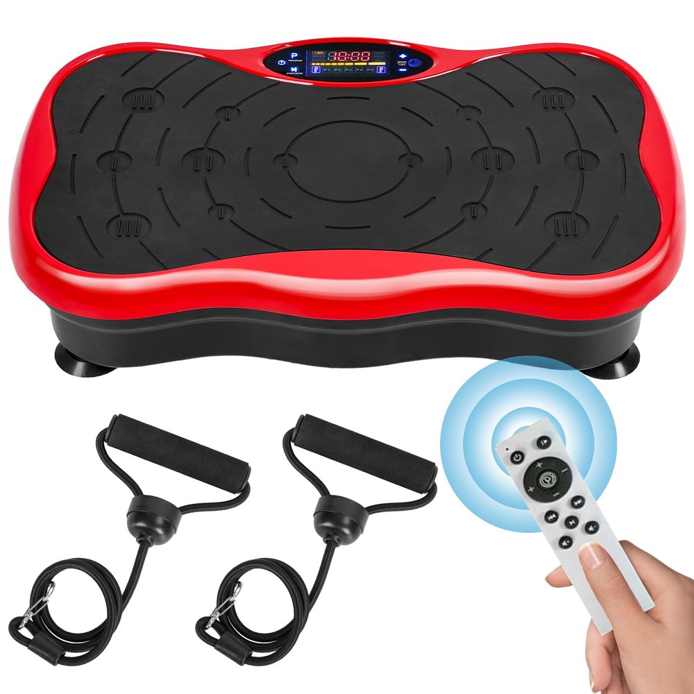 Vibration Plate Exercise Machine,Power Waver Vibration Plate Fitness Platform Vibration Plate for Lymphatic Drainage,Whole Body Vibration Plate Machine with Resistant Band