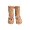 BLULILY Women Winter Cute Bear Embroidery Fuzzy Slipper Socks Non Slip Warm Socks with Grips Furry Plush Sock for Home Sleeping view 1