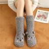 BLULILY Women Winter Cute Bear Embroidery Fuzzy Slipper Socks Non Slip Warm Socks with Grips Furry Plush Sock for Home Sleeping view 3