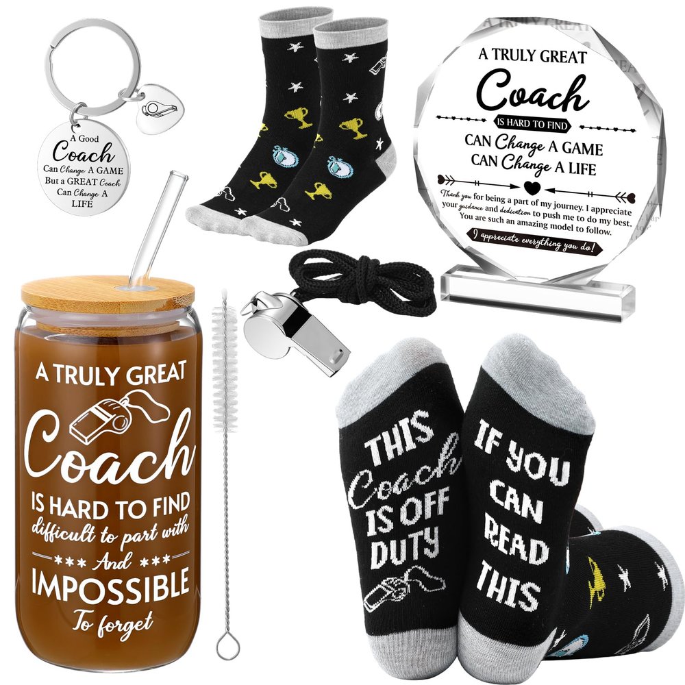 Croknit 5 Pcs Coaches Gifts for Men Women Coach Appreciation Gifts Cheer Gift Thank You Birthday Party Favor for Night Soccer Baseball Football Softball Basketball Volleyball Golf