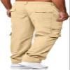 HUNGSON Mens Casual Cargo Pants - Sweatpants Joggers Athletic Trouser Cotton Loose Straight Hiking Pants for Men Beige view 3