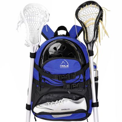 HMLIN OUTOOORS Lacrosse Bag with Two Sticks Holder,field hockey bag Separate Shoe Space with External Buckle Straps to Fix Helmet and Other Lacrosse or Field Hockey Equipment