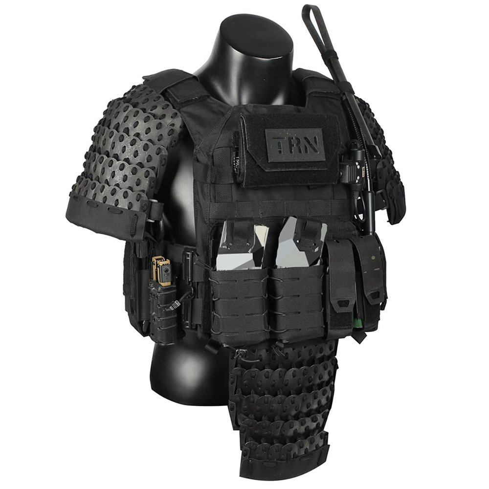 ROUASD Tactical Armor Guards Set , Samurai Armor Equipment Set (1Pair x Shoulder Armors, 1 x Crotch Protector, 1Pair x Bracers), 500D Handmade Medieval Warrior Knight Protector Defense