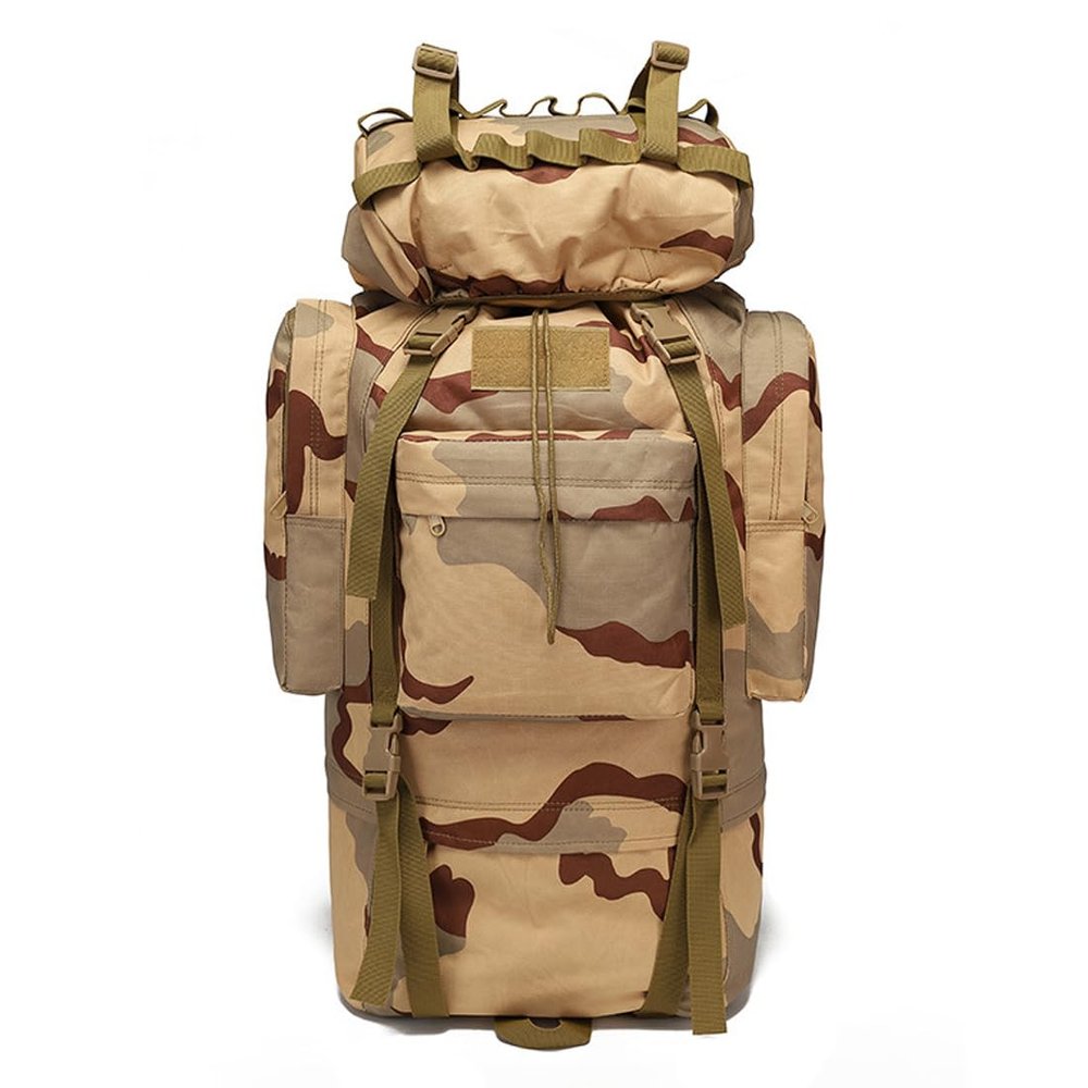 LYCZMY 65L Tactical Backpack with Internal Frame Waterproof Backpack for Men Large Survival Hunting Backpack Rucksack Daypack (Sansha Camouflage)