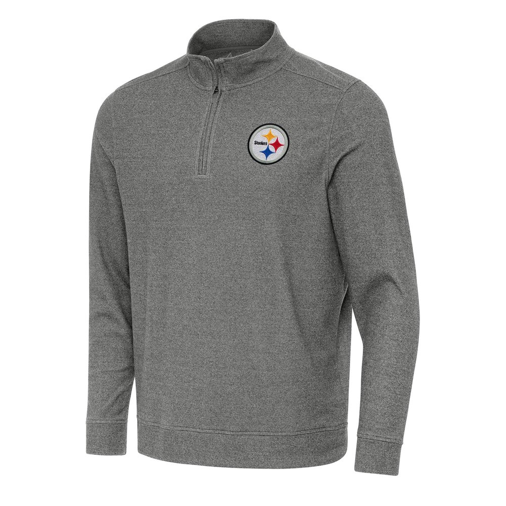 Antigua Men's Heather Black Pittsburgh Steelers Subtle Quarter-Zip Top