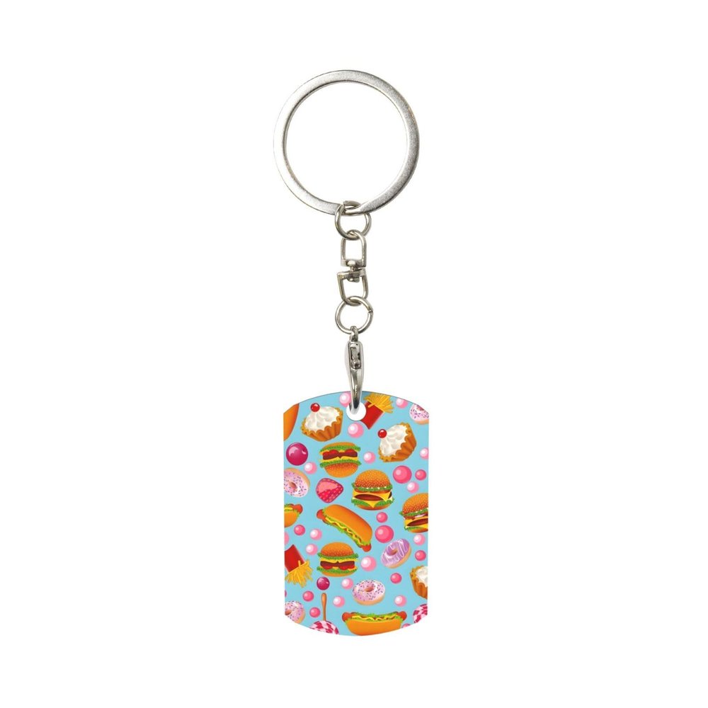 Wxenaiedk Strawberry Ice Cream Day Keychain For Rectangle Carabiner With Keyring Clips Organizer For Car Keys
