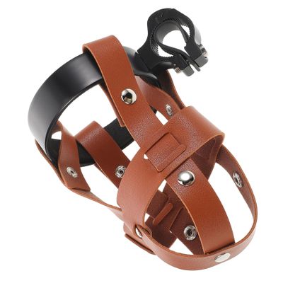 Anneome Pu Water Bottle Holder for Bikes Vintage Style Aluminum Alloy Cup Holder for Cycling Hiking and Camping Securely Holds Bottles Retro Faux Pu Design Brown