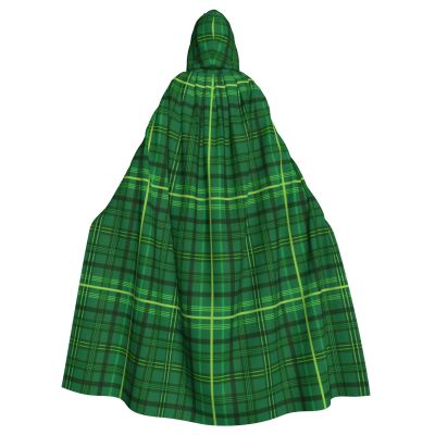 Augenstern Halloween Adult Hooded Cloak St-Patrick-British-Green-Plaid Cosplay Costume Robe Cloak Cape