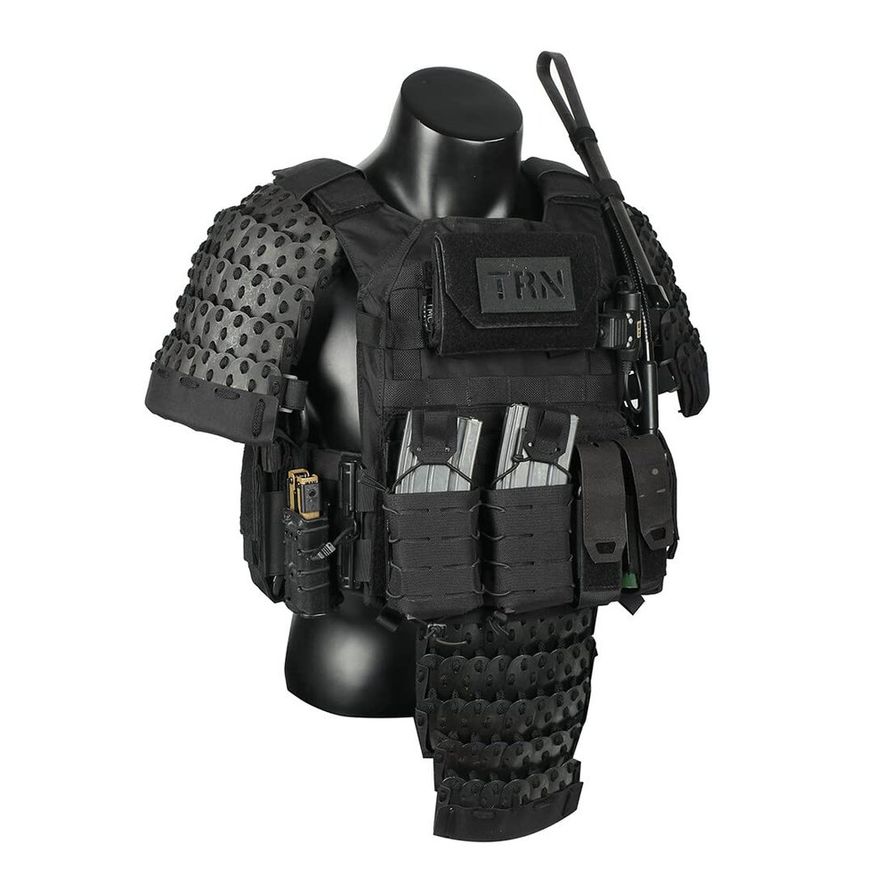 ROUASD Tactical Armor Guards Set , Samurai Armor Equipment Set (1Pair x Shoulder Armors, 1 x Crotch Protector, 1Pair x Bracers), 500D Handmade Medieval Warrior Knight Protector Defense