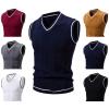 Cambkatl Men's Preppy Striped Sweater Vest Teens Classic V Neck Slim Fit Cable Knitted Sleeveless Pullover Sweaters view 2