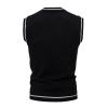 Cambkatl Men's Preppy Striped Sweater Vest Teens Classic V Neck Slim Fit Cable Knitted Sleeveless Pullover Sweaters view 3