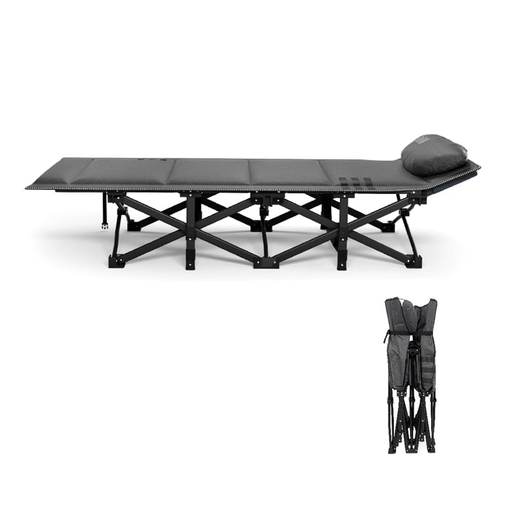Camping Cot for Adults with Pillow, Supports 190kg/418lbs, Portable Folding Bed for Sleeping, Lightweight Camping Cots for Outdoor Travel Camp Beach Vacation(190*71*36cm/74.8*28*14.2in)