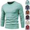 Cambkatl Men's Knit Pullover Sweaters Slim Fit Crewneck Solid Baselayer Shirt Long Sleeve Fall Winter Jumper Tops view 2