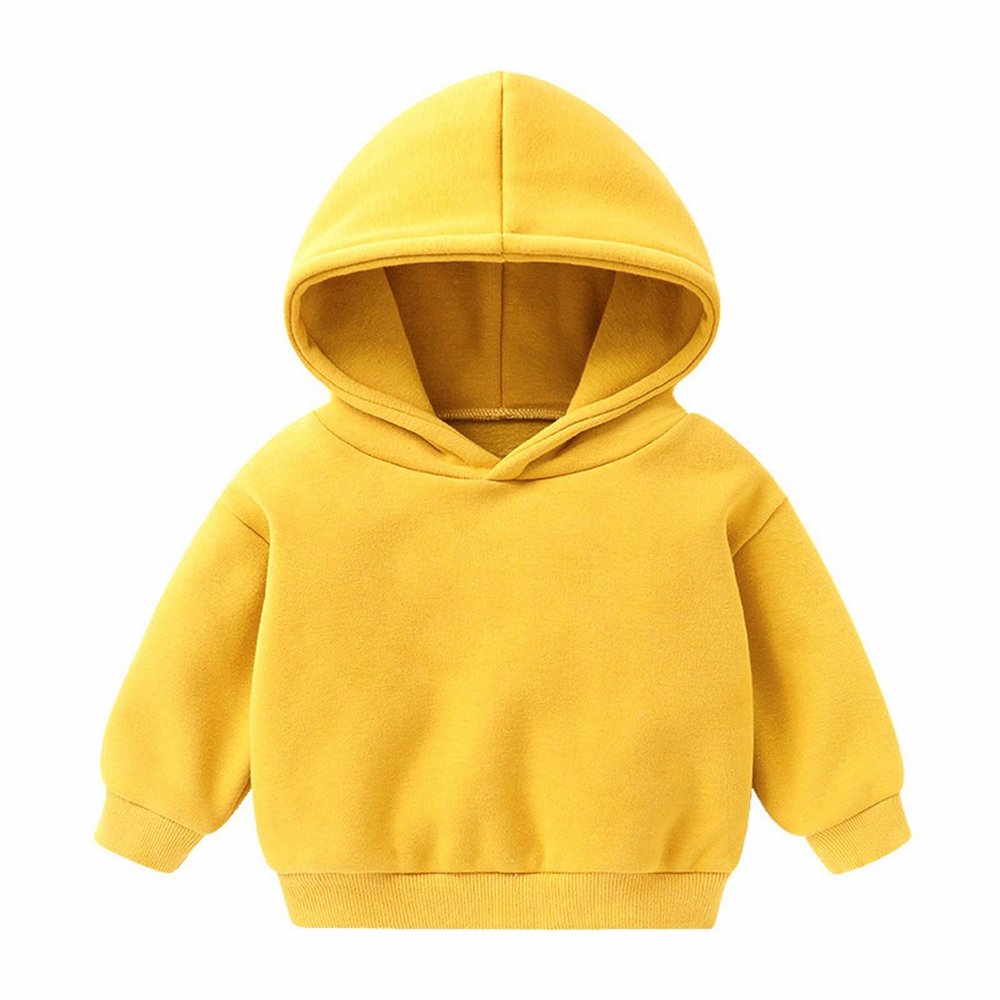 Toddler Baby Boys Girls Hoodie Solid Color Long Sleeve Pullover Outwear Unisex Sports Autumn (Yellow, 18-24 Months)