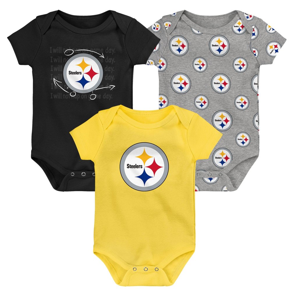Outerstuff Newborn & Infant Pittsburgh Steelers Team Starter 3-Pack Bodysuit Set