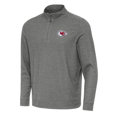 Antigua Men's Heather Black Kansas City Chiefs Subtle Quarter-Zip Top