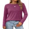 XIEERDUO Womens Long Sleeve T Shirts Casual Fall Vacation Outfits Shirts Dry Fit Purple S view 1