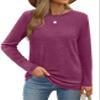 XIEERDUO Womens Long Sleeve T Shirts Casual Fall Vacation Outfits Shirts Dry Fit Purple S view 2