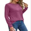 XIEERDUO Womens Long Sleeve T Shirts Casual Fall Vacation Outfits Shirts Dry Fit Purple S view 3