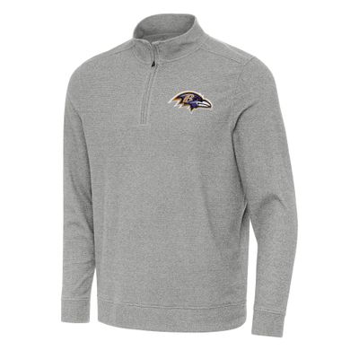 Antigua Men's Heather Gray Baltimore Ravens Subtle Quarter-Zip Top