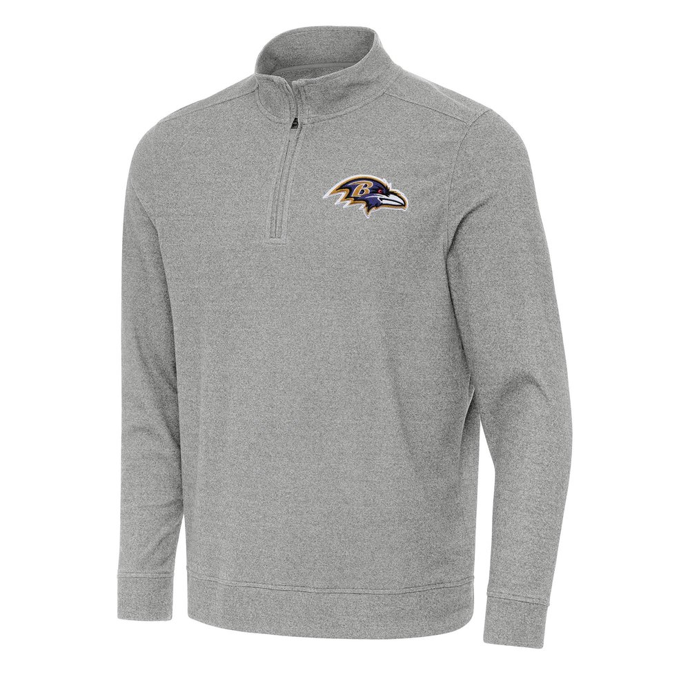 Antigua Men's Heather Gray Baltimore Ravens Subtle Quarter-Zip Top