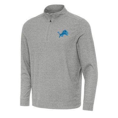 Antigua Men's Heather Gray Detroit Lions Subtle Quarter-Zip Top