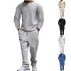 Cambkatl Men's Waffle Tracksuits Pullover Crewneck Sweatshirt Athletic Sports Jogging Suits Casual Solid 2 Piece Outfits view 2