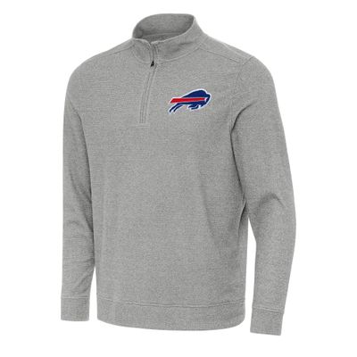Antigua Men's Heather Gray Buffalo Bills Subtle Quarter-Zip Top