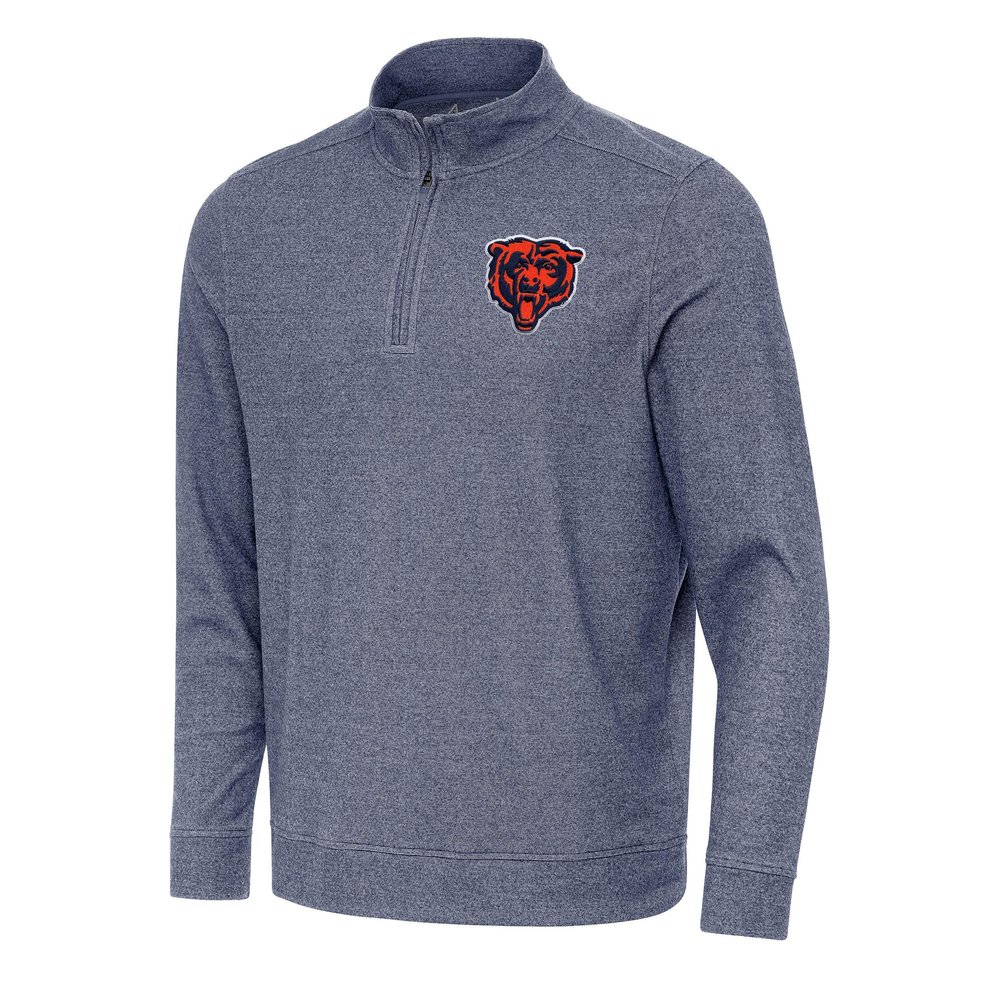 Antigua Men's Heather Navy Chicago Bears Subtle Quarter-Zip Top