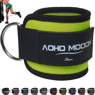 AOHO MOOON Comfortable Adjustable Ankle Straps for Cable Machines Women, Gym Workout Leg Strap, Ankle Cuffs for Glute Workouts, Foot Straps for Kickback (Single, Green)