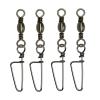 Laxygo 25-50pcs Fishing Rolling Barrel Swivels with Coast Lock Snap Black Nickel Fishing Swivel Snaps Quick Fishing Line Connector (Size 1/0(80lb) 25pcs) view 1
