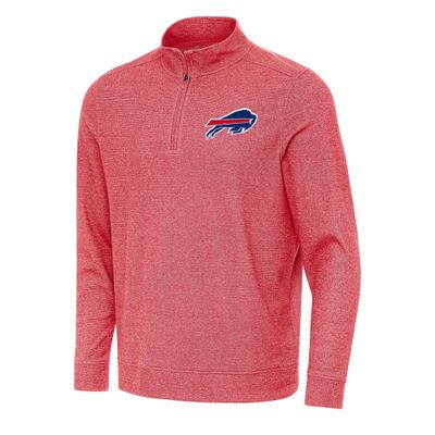 Antigua Men's Heather Red Buffalo Bills Subtle Quarter-Zip Top