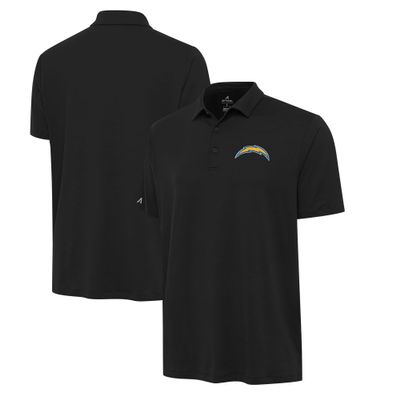 Antigua Men's Black Los Angeles Chargers Reprocess Polo