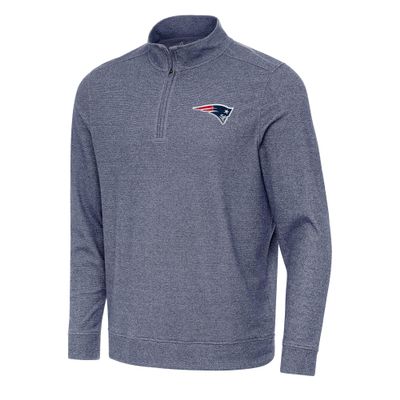 Antigua Men's Heather Navy New England Patriots Subtle Quarter-Zip Top