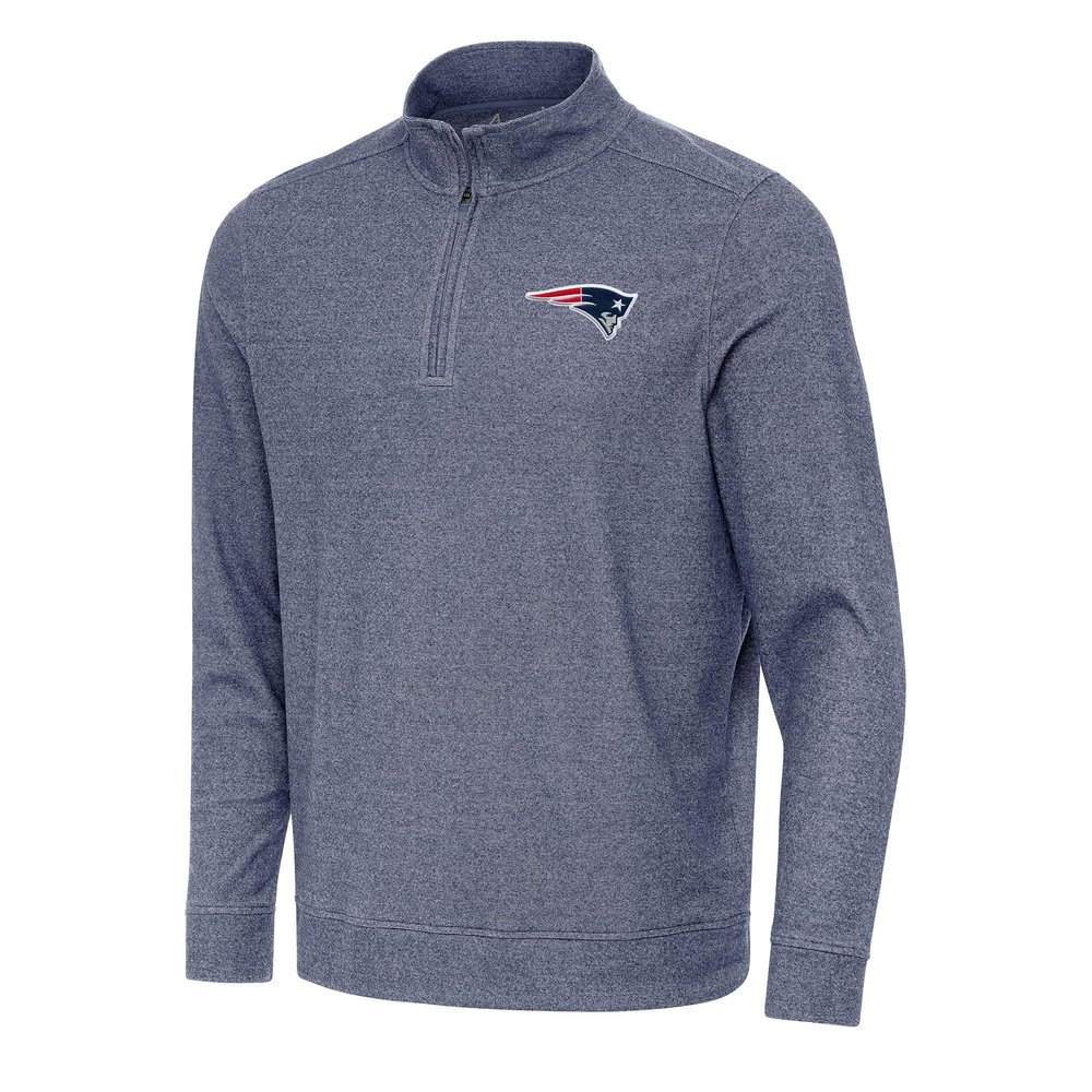 Antigua Men's Heather Navy New England Patriots Subtle Quarter-Zip Top