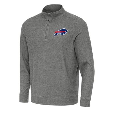 Antigua Men's Heather Black Buffalo Bills Subtle Quarter-Zip Top