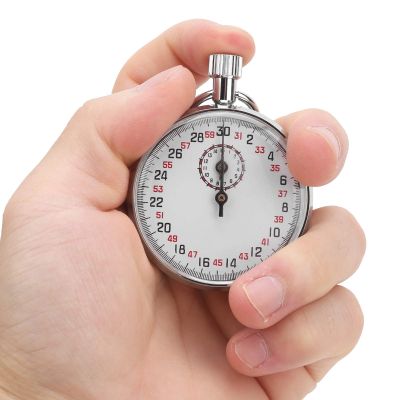 Mechanical Stop Watch, Stainless Steel Handheld Stopwatch Mechanical Round Sports Stopwatch Physics Teaching Equipment for Running Timer