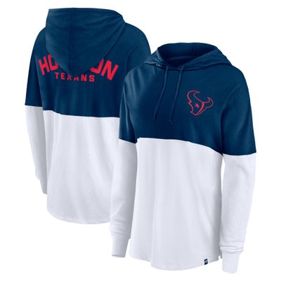 Fanatics Women's Navy/White Houston Texans Backup Option Long Sleeve Hoodie T-Shirt