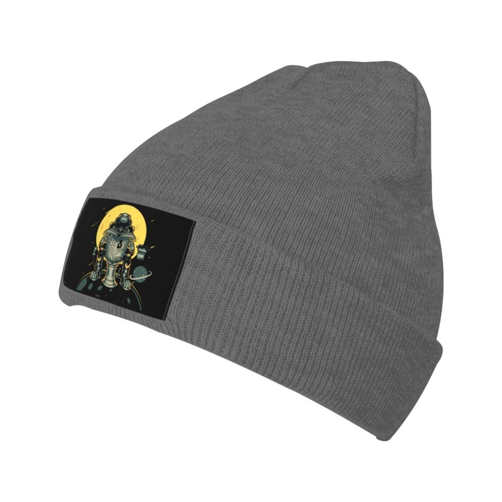 Astronauts Read Newspapers While Sitting On The Moon's Toilet Beanie Hat for Men Women Winter Warm Knit Hats Ski Hat Skull Cap Deep Heather
