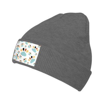 MULIHU Colorful Dog Tracks Seamless Pattern Beanie Hat for Men Women Winter Warm Knit Hats Ski Hat Skull Cap